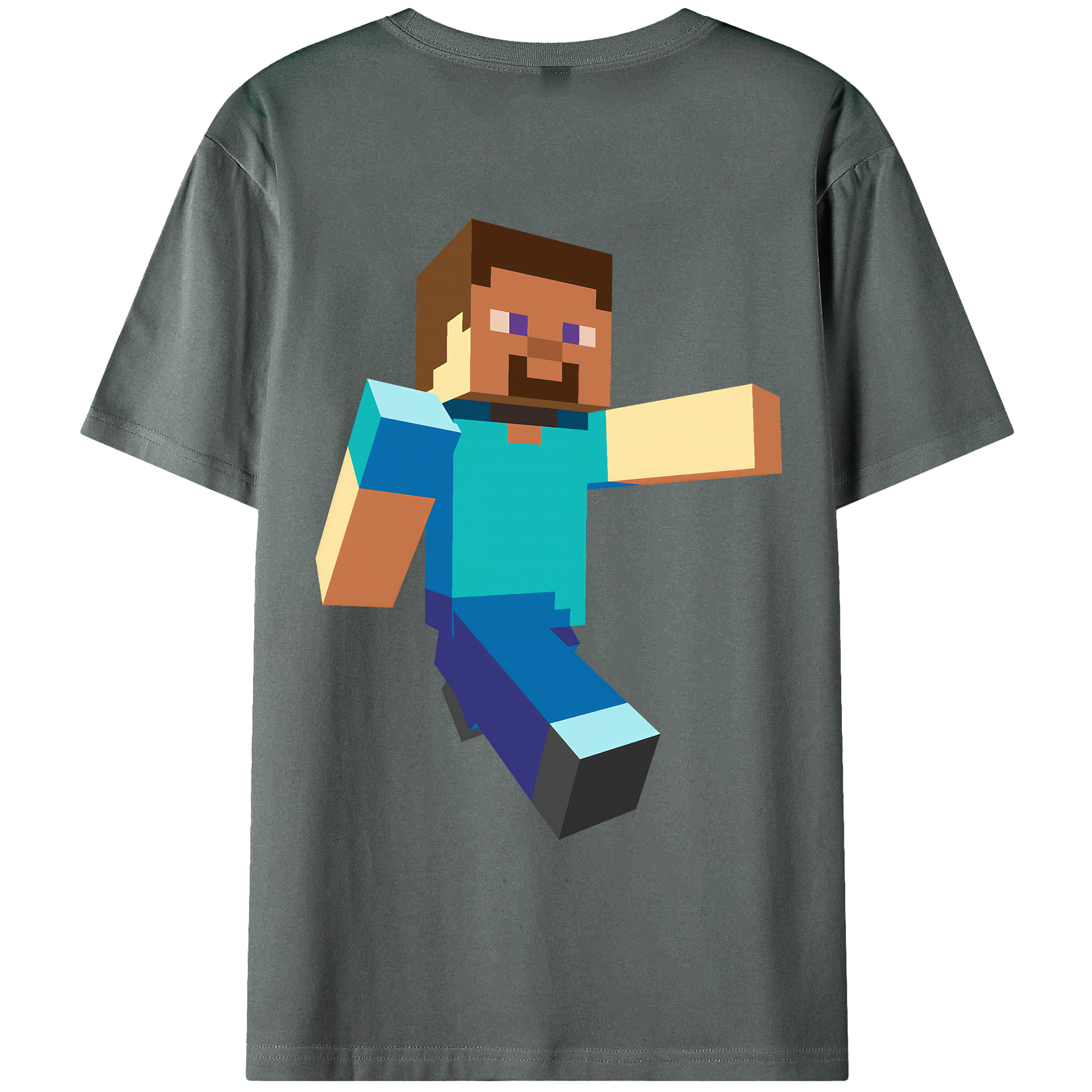 （画像用） マインクラフト ブロックの世界 Minecraft MC Block world 綿100％ メンズ半袖Tシャツ（バックプリント） 通気性